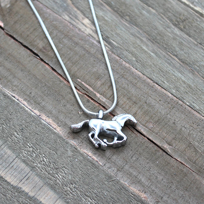 Running Horse Memorial Necklace Cremation Jewelry-Jewelry-Anavia-Afterlife Essentials