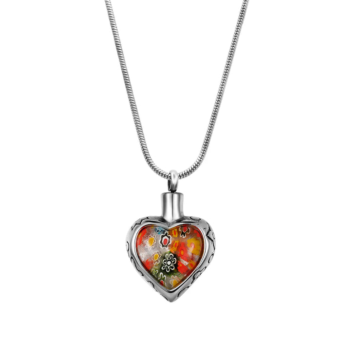 Flower Patch Heart Memorial Necklace Cremation Jewelry-Jewelry-Anavia-Afterlife Essentials