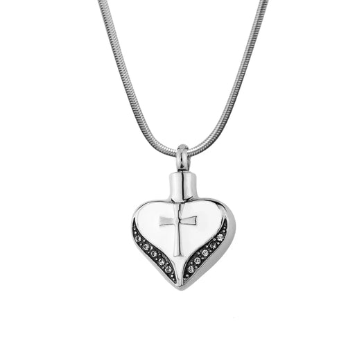 Cross on Heart Memorial Necklace Cremation Jewelry-Jewelry-Anavia-Afterlife Essentials