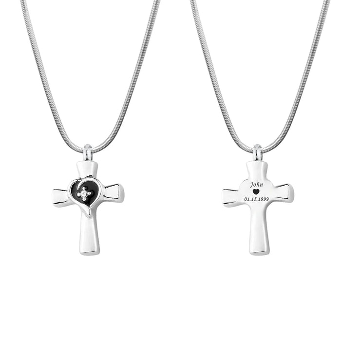 Wrapped Heart Cross Memorial Necklace Cremation Jewelry-Jewelry-Anavia-Afterlife Essentials