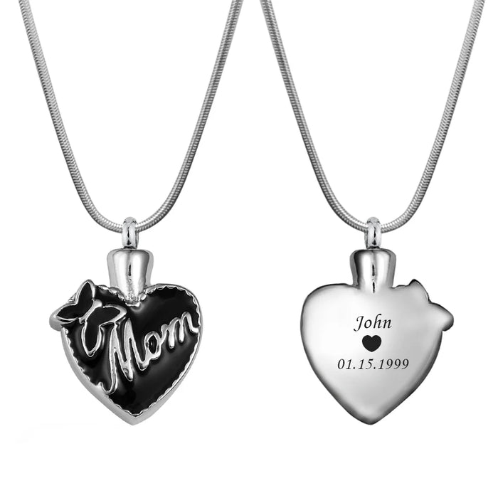Mom Butterfly Heart Memorial Necklace Cremation Jewelry-Jewelry-Anavia-Afterlife Essentials