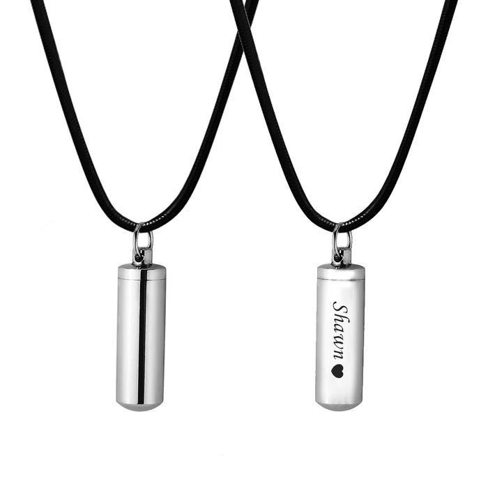 Silver Cylinder Memorial Necklace Cremation Jewelry-Jewelry-Anavia-Afterlife Essentials