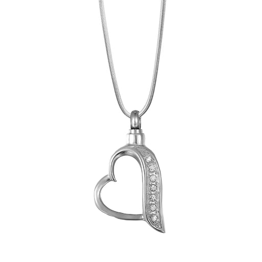 Encrusted Clear Crystal Heart Memorial Necklace-Jewelry-Anavia-Afterlife Essentials