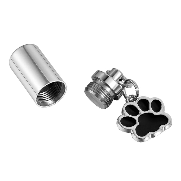 Cylinder with Paw Print Charm Pet Memorial Necklace-Jewelry-Anavia-Afterlife Essentials