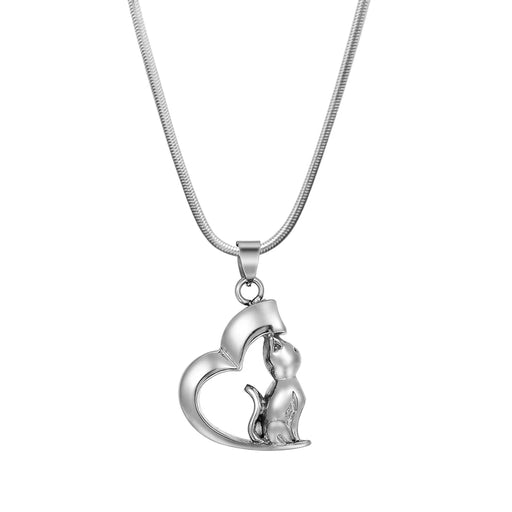 Loving Cat Heart Pet Memorial Necklace Cremation Jewelry-Jewelry-Anavia-Afterlife Essentials