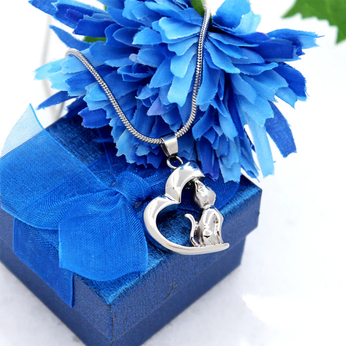 Loving Cat Heart Pet Memorial Necklace Cremation Jewelry-Jewelry-Anavia-Afterlife Essentials