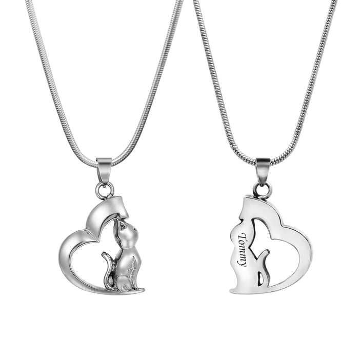 Loving Cat Heart Pet Memorial Necklace Cremation Jewelry-Jewelry-Anavia-Afterlife Essentials