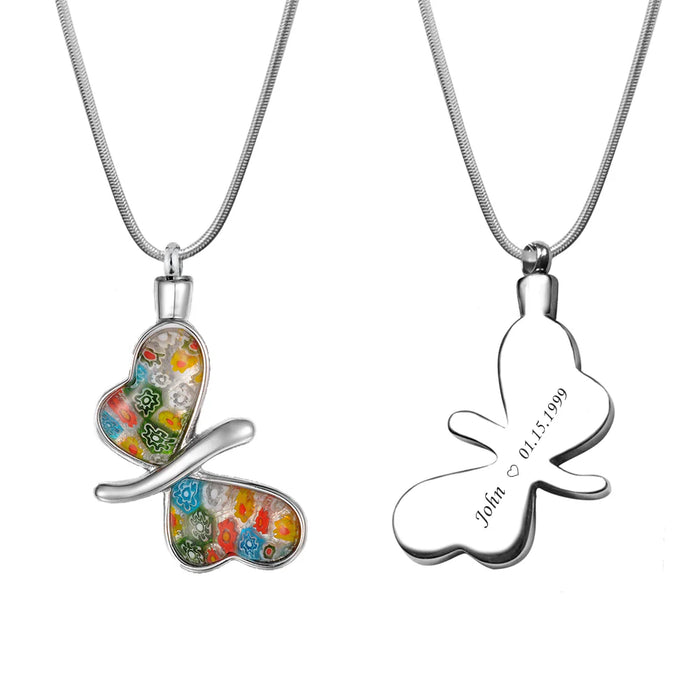 Flower Patch Butterfly Memorial Necklace Cremation Jewelry-Jewelry-Anavia-Afterlife Essentials