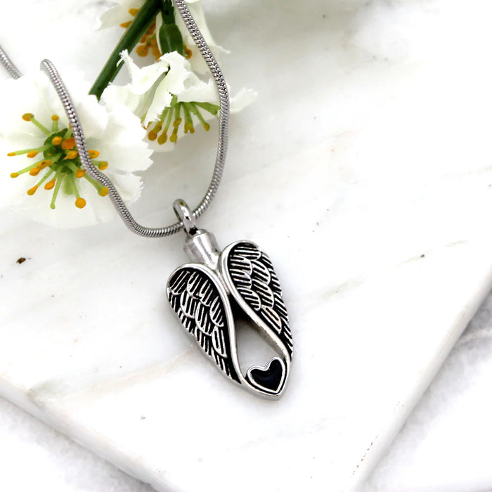 Guardian Angel Heart Memorial Necklace Cremation Jewelry-Jewelry-Anavia-Afterlife Essentials