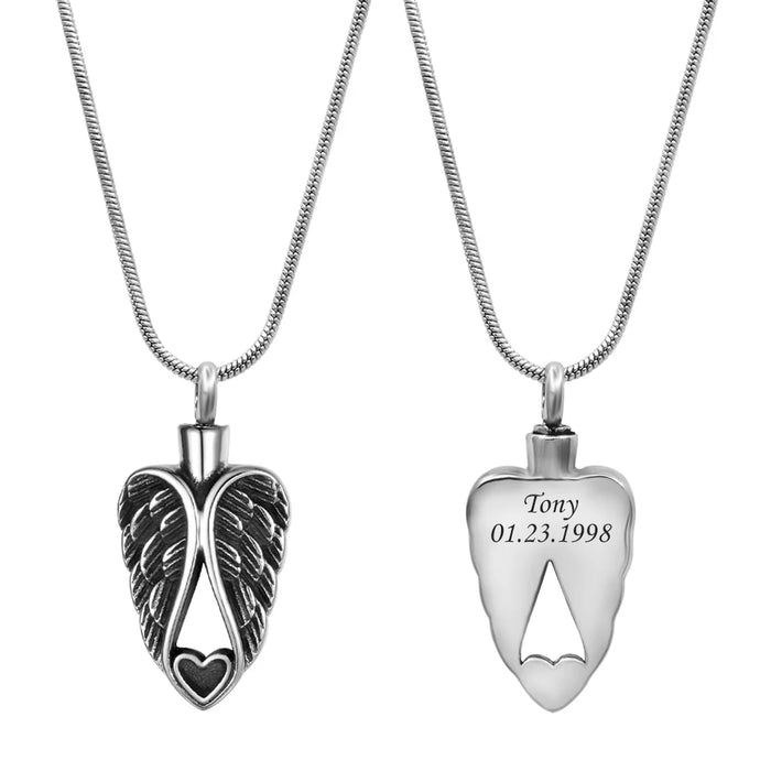 Guardian Angel Heart Memorial Necklace Cremation Jewelry-Jewelry-Anavia-Afterlife Essentials