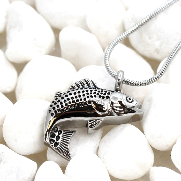Fish Memorial Necklace Cremation Jewelry-Jewelry-Anavia-Afterlife Essentials