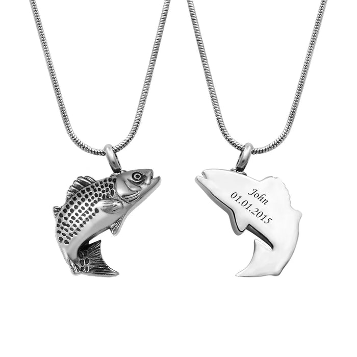 Fish Memorial Necklace Cremation Jewelry-Jewelry-Anavia-Afterlife Essentials