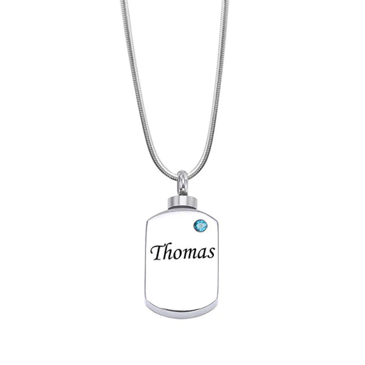 Birthstone Dog Tag Memorial Necklace Cremation Jewelry-Jewelry-Anavia-Afterlife Essentials