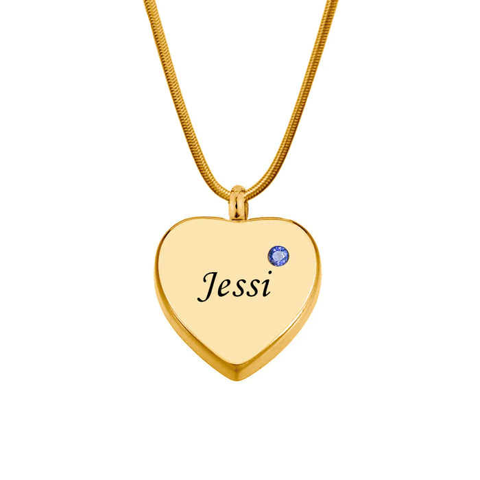 Birthstone Heart Memorial Necklace-Jewelry-Anavia-Afterlife Essentials