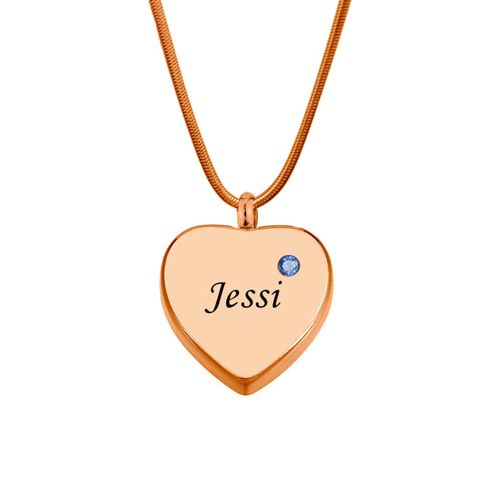 Birthstone Heart Memorial Necklace-Jewelry-Anavia-Afterlife Essentials