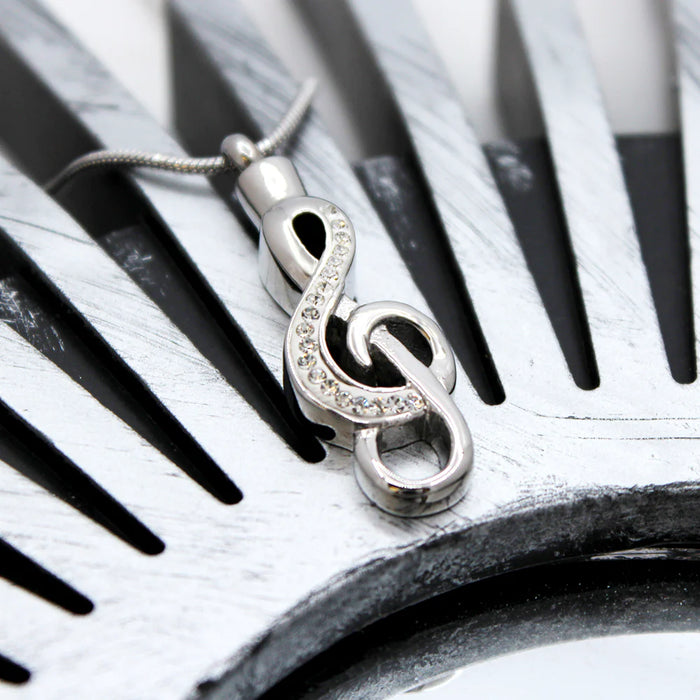 Crystal Music Note Memorial Necklace Cremation Jewelry-Jewelry-Anavia-Afterlife Essentials