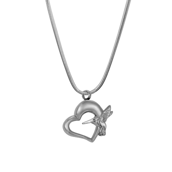 Hummingbird Heart Memorial Necklace Cremation Jewelry-Jewelry-Anavia-Afterlife Essentials