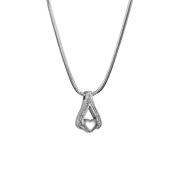 Crystal Teardrop Heart Memorial Necklace Cremation Jewelry-Jewelry-Anavia-Afterlife Essentials