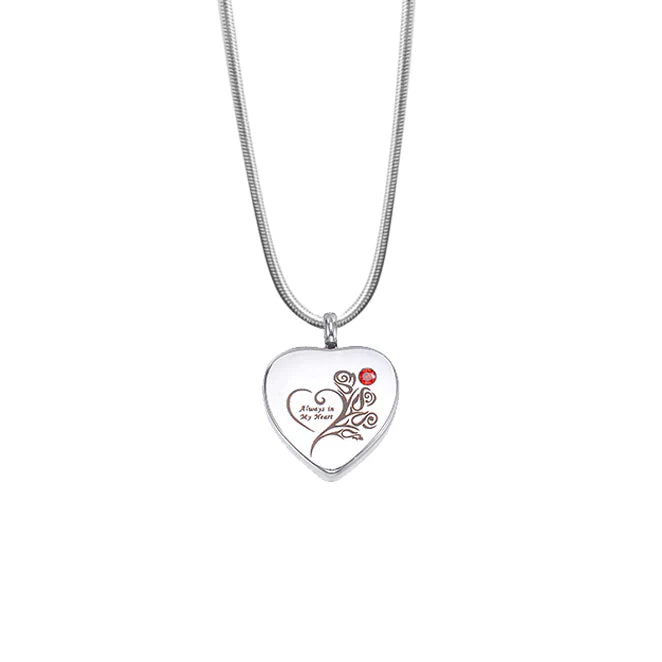 Always in my Heart Birthstone Heart Memorial Necklace-Jewelry-Anavia-Afterlife Essentials