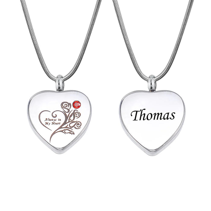 Always in my Heart Birthstone Heart Memorial Necklace-Jewelry-Anavia-Afterlife Essentials