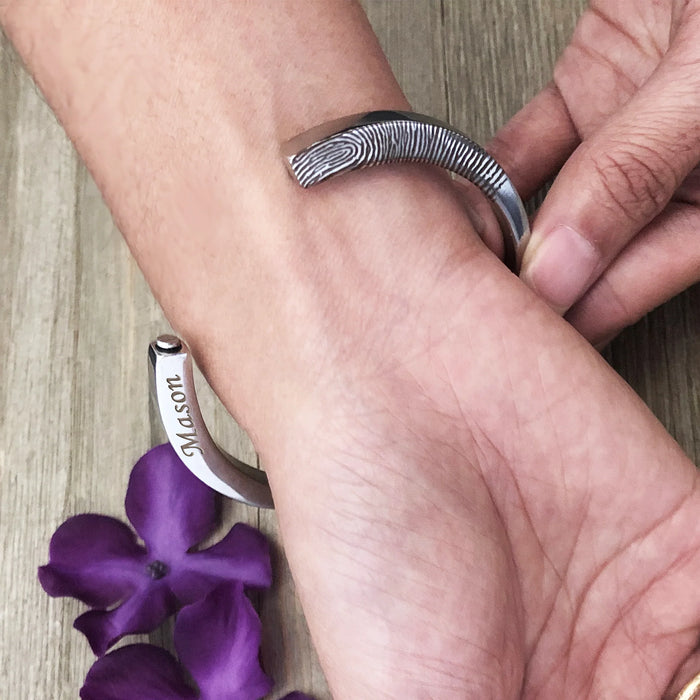 Fingerprint Cuff Bangle Memorial Bracelet Cremation Jewelry-Jewelry-Anavia-Afterlife Essentials