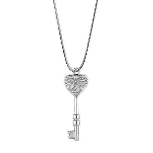 Key Heart Fingerprint Memorial Necklace Cremation Jewelry-Jewelry-Anavia-Afterlife Essentials