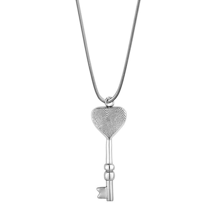 Key Heart Fingerprint Memorial Necklace Cremation Jewelry-Jewelry-Anavia-Afterlife Essentials