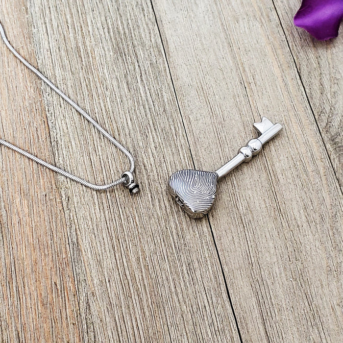 Key Heart Fingerprint Memorial Necklace Cremation Jewelry-Jewelry-Anavia-Afterlife Essentials
