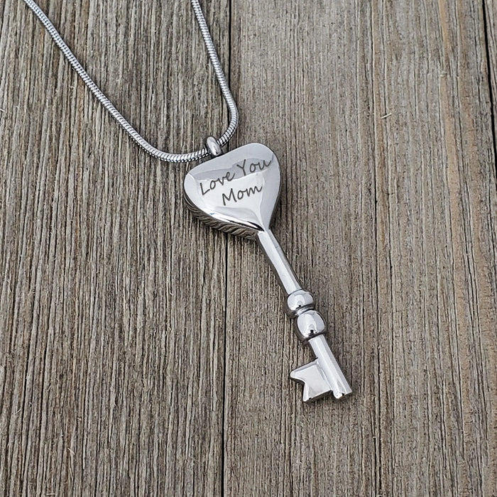 Key Heart Fingerprint Memorial Necklace Cremation Jewelry-Jewelry-Anavia-Afterlife Essentials