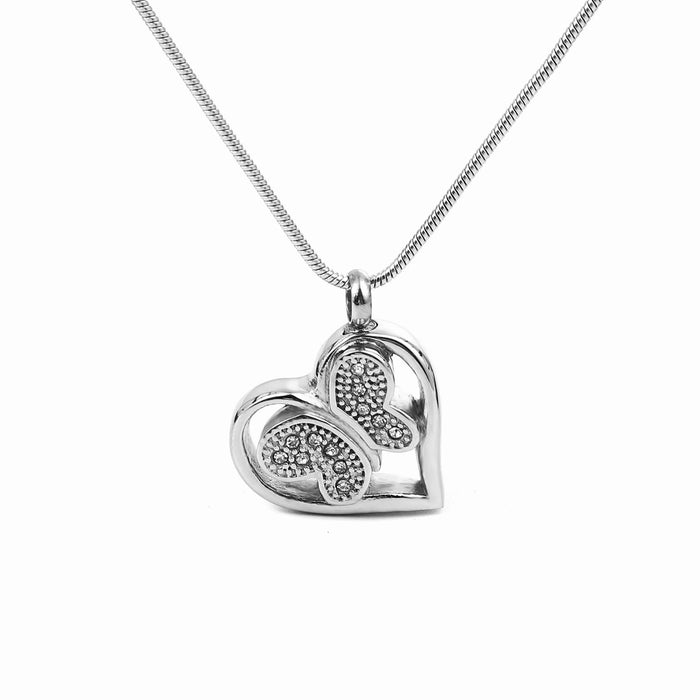 Crystal Butterfly Heart Memorial Necklace Cremation Jewelry-Jewelry-Anavia-Afterlife Essentials
