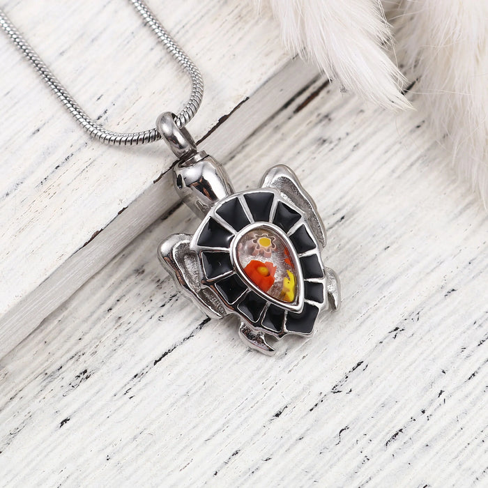 Flower Patch Turtle Memorial Necklace Cremation Jewelry-Jewelry-Anavia-Afterlife Essentials