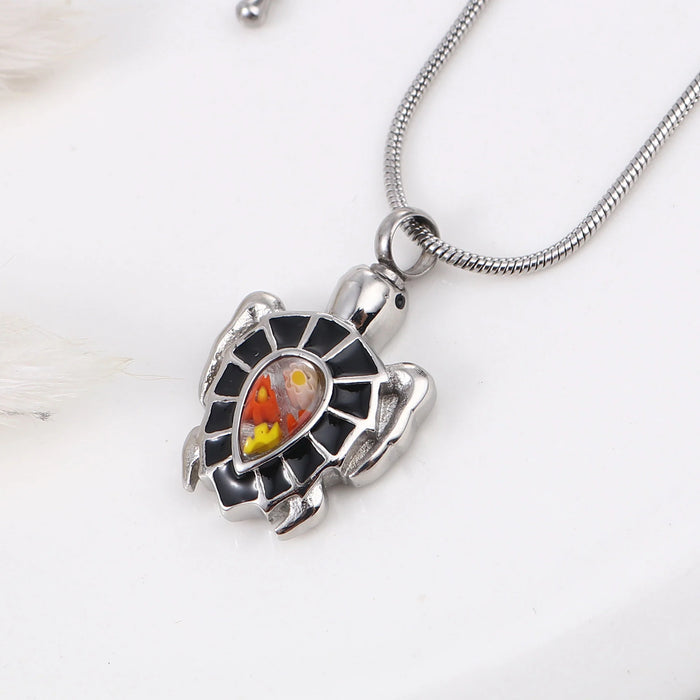 Flower Patch Turtle Memorial Necklace Cremation Jewelry-Jewelry-Anavia-Afterlife Essentials