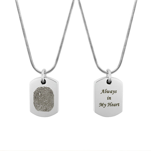 Dog Tag Fingerprint Memorial Necklace Cremation Jewelry-Jewelry-Anavia-Afterlife Essentials
