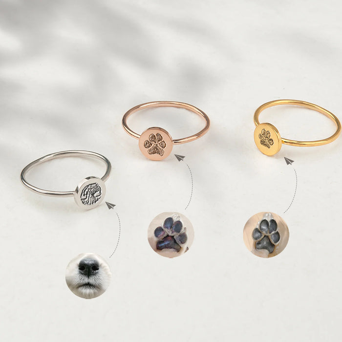 Personalized Paw Print/ Nose Print Pet Ring-Jewelry-Anavia-Afterlife Essentials