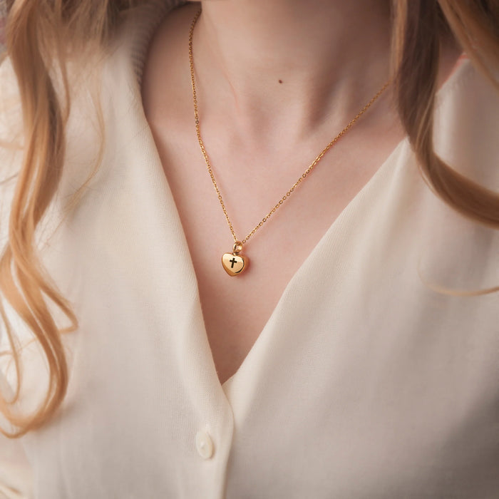 Mini Heart Memorial Necklace Cremation Jewelry-Jewelry-Anavia-Afterlife Essentials