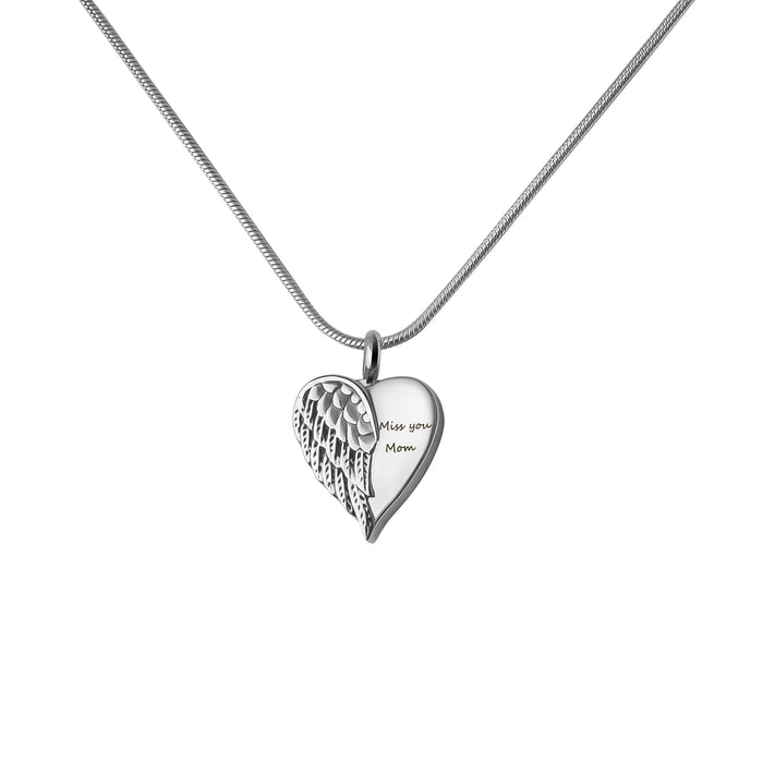 Angel Wing Heart Memorial Necklace Cremation Jewelry-Jewelry-Anavia-Afterlife Essentials