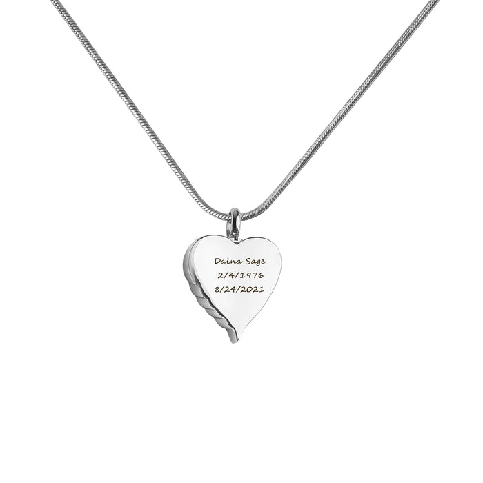 Angel Wing Heart Memorial Necklace Cremation Jewelry-Jewelry-Anavia-Afterlife Essentials