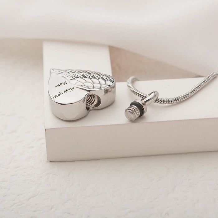 Angel Wing Heart Memorial Necklace Cremation Jewelry-Jewelry-Anavia-Afterlife Essentials