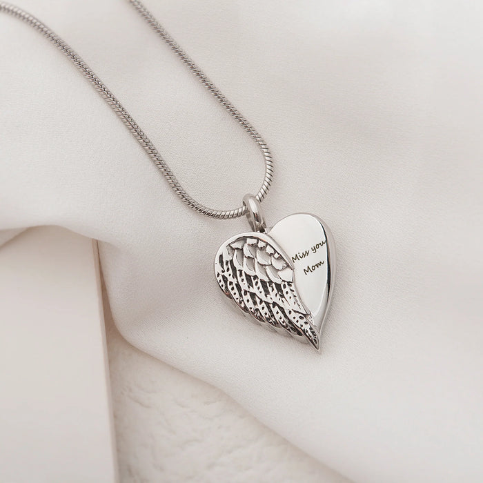 Angel Wing Heart Memorial Necklace Cremation Jewelry-Jewelry-Anavia-Afterlife Essentials