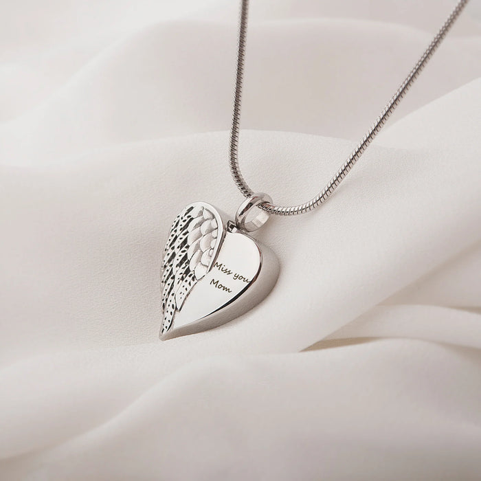 Angel Wing Heart Memorial Necklace Cremation Jewelry-Jewelry-Anavia-Afterlife Essentials