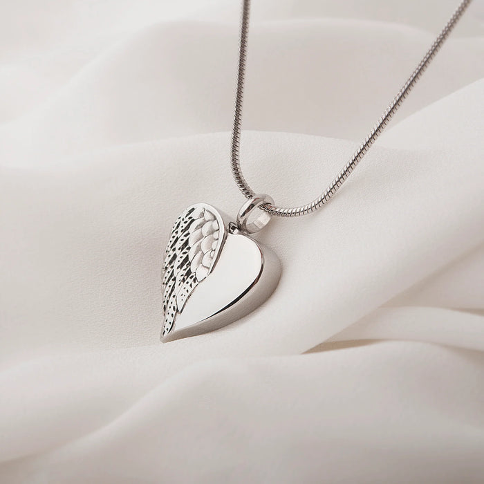Angel Wing Heart Memorial Necklace Cremation Jewelry-Jewelry-Anavia-Afterlife Essentials