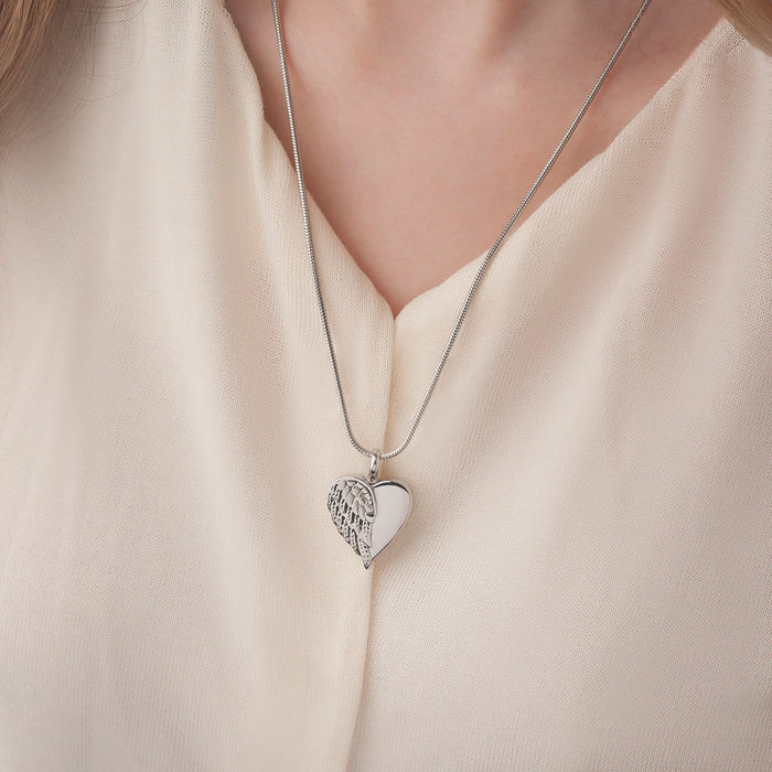 Angel Wing Heart Memorial Necklace Cremation Jewelry-Jewelry-Anavia-Afterlife Essentials