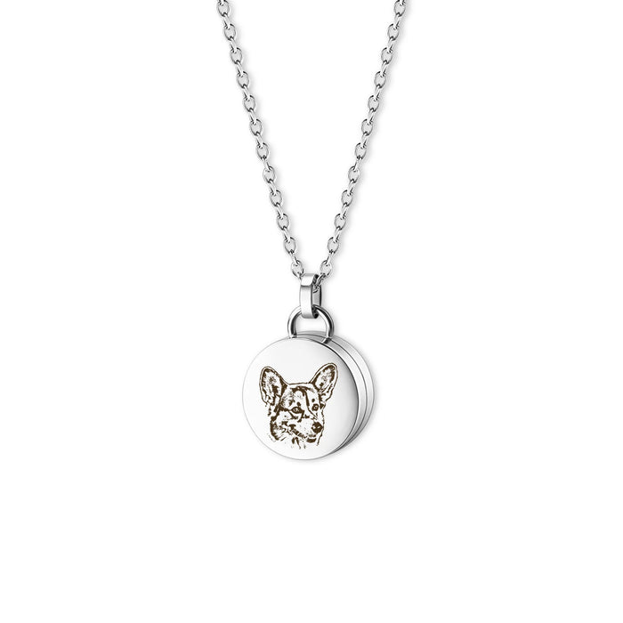 Pet Portrait Coin Memorial Cable Chain Necklace Cremation Jewelry-Jewelry-Anavia-Afterlife Essentials