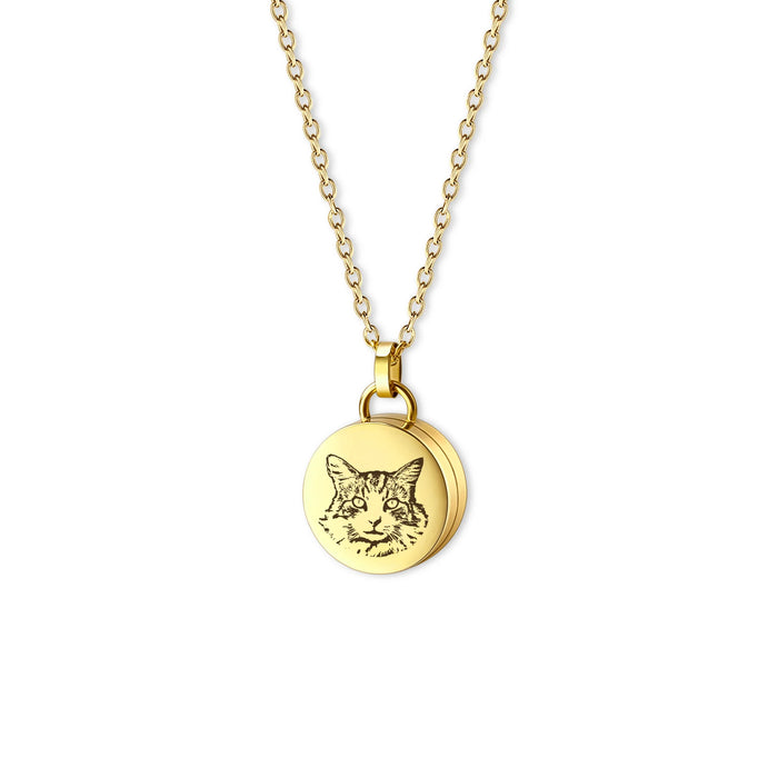 Pet Portrait Coin Memorial Cable Chain Necklace Cremation Jewelry-Jewelry-Anavia-Afterlife Essentials