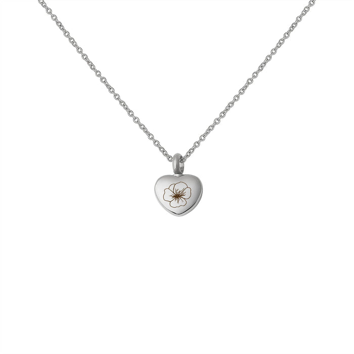 Birth Flower Mini Heart Memorial Necklace Cremation Jewelry-Jewelry-Anavia-Afterlife Essentials