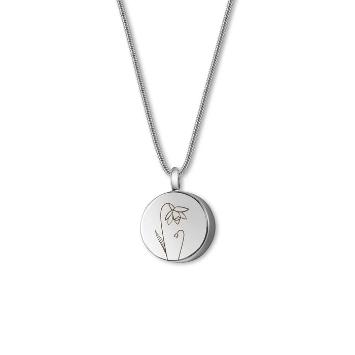 Coin One Flower Memorial Necklace Cremation Jewelry-Jewelry-Anavia-Afterlife Essentials