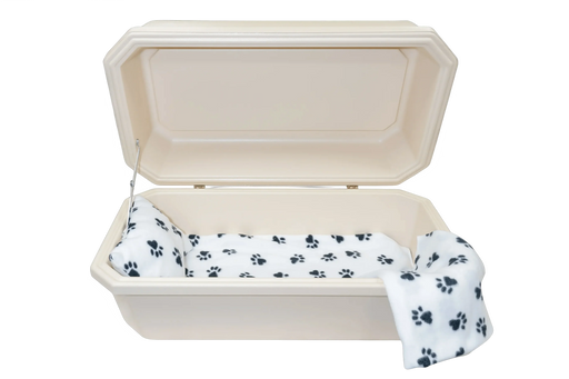 Classic Pet Casket - Almond with Black Paw Print-Pet Caskets-Titan Caskets-Afterlife Essentials