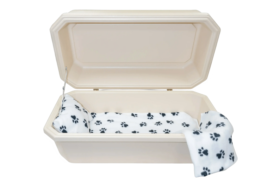 Classic Pet Casket - Almond with Black Paw Print-Pet Caskets-Titan Caskets-Afterlife Essentials