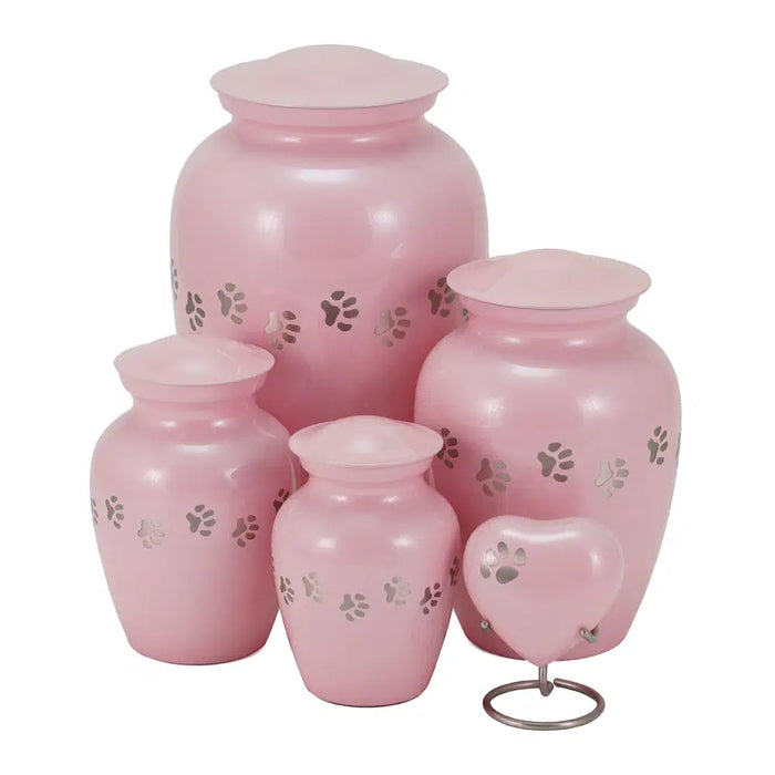 Classic Paw Pearl Pink Family Cremation Urn