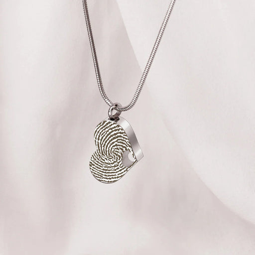 Sideways Heart Fingerprint Memorial Necklace Cremation Jewelry-Jewelry-Anavia-Afterlife Essentials